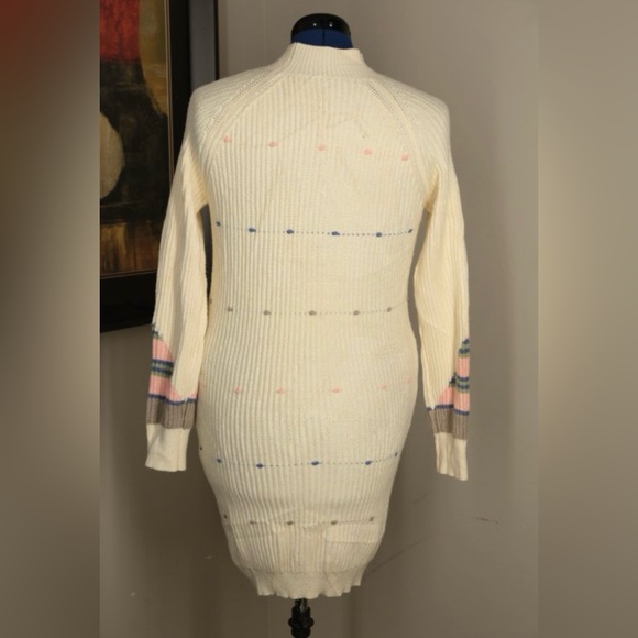 SXA Sweater Dress Stretch Sz Small Ivory Midi Length Korean Fashion Chunky Knit - Picture 4 of 10